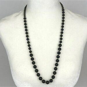 Vintage Citation Black Beaded Necklace Graduated Beads 80's